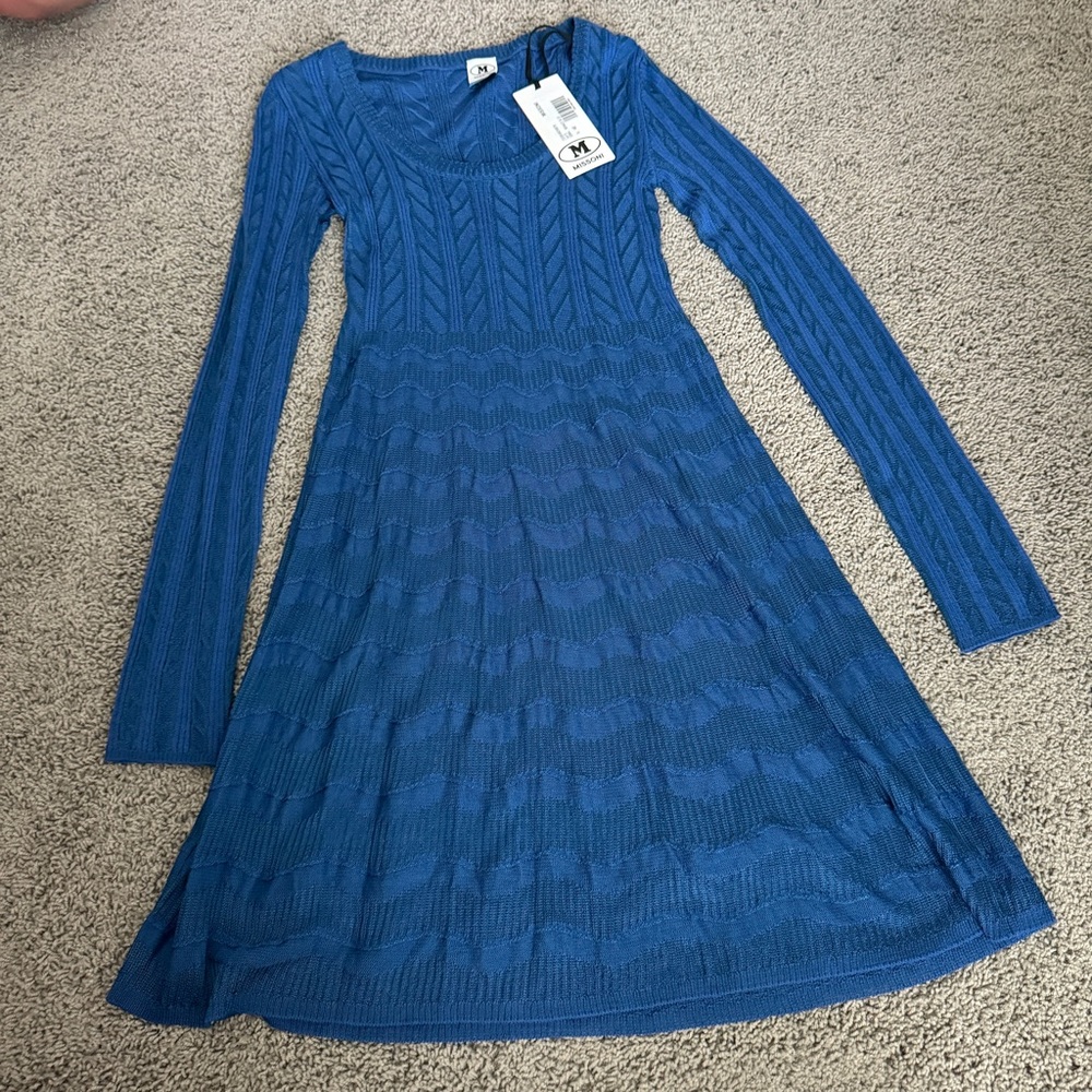 BRAND NEW WITH TAGS Blue Missoni Long Sleeve Dress